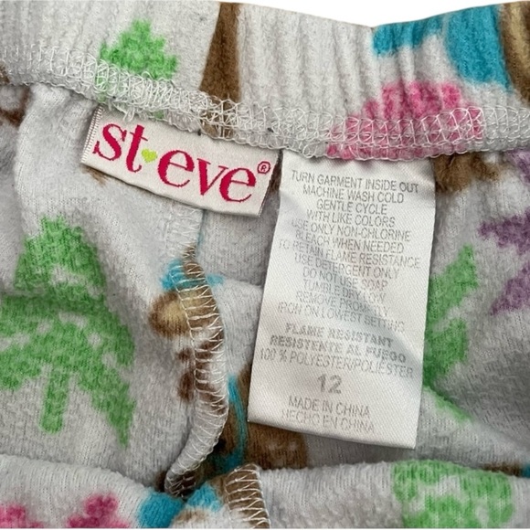 4/$25 St Eve Fleece Pajama Pants Holiday Rain deer Size 12 Bow Elastic Waistband - Picture 5 of 6